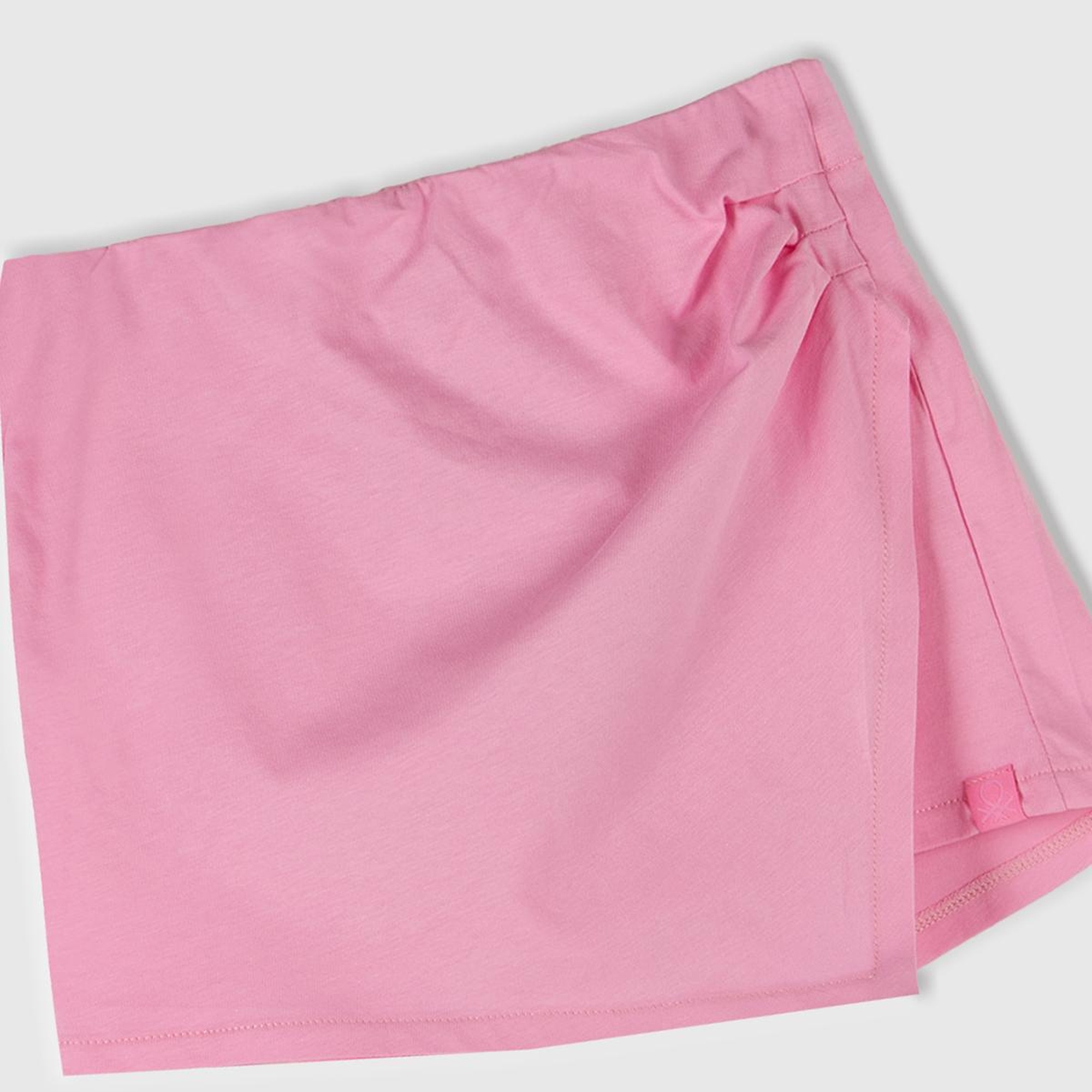 Kız Çocuk Pembe Beli Lastikli Şort Etek