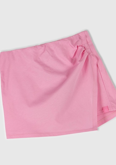  Kız Çocuk Pembe Beli Lastikli Şort Etek