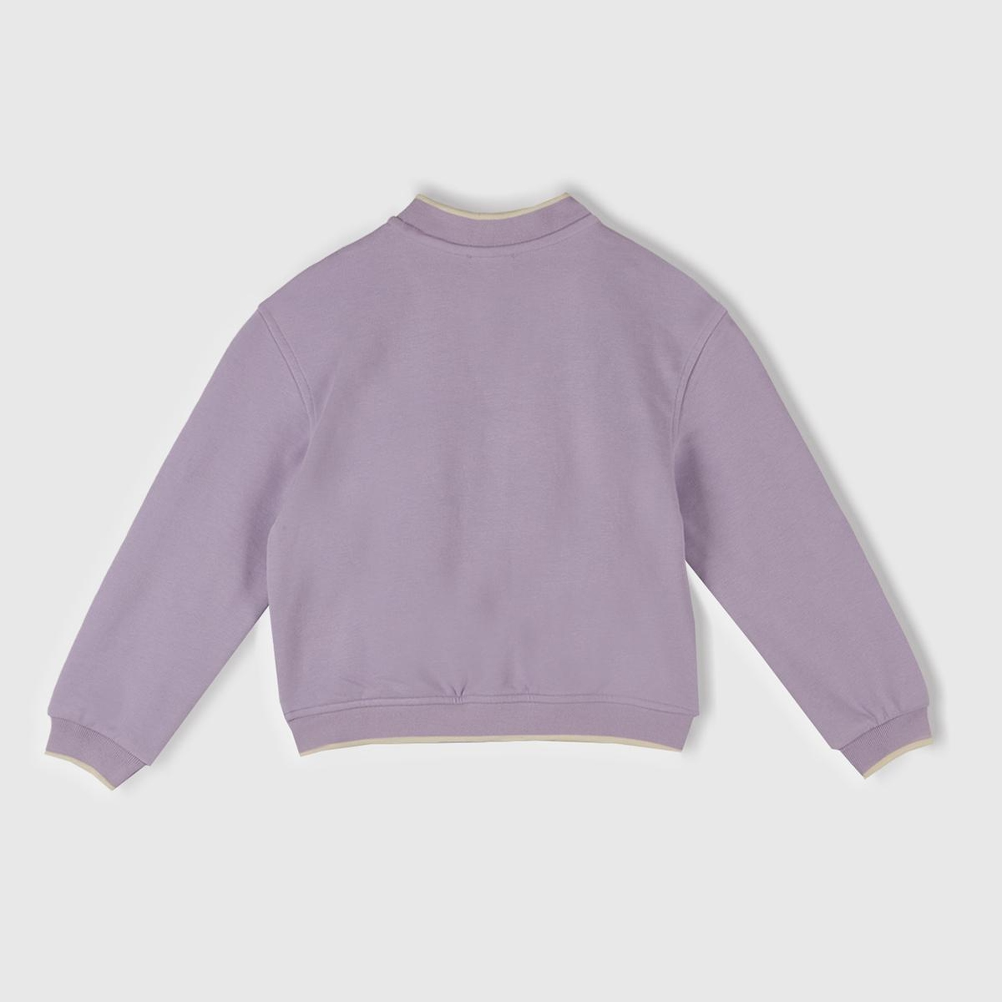 Kız Çocuk Lila İşlemeli Baskılı Çıtçıt Düğmeli Bomber Ceket