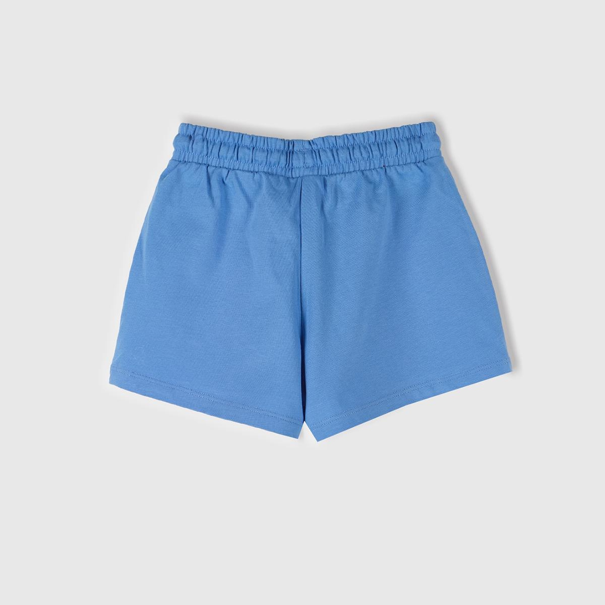 Kız Çocuk Mavi Logo İşlemeli Beli İpli Şort