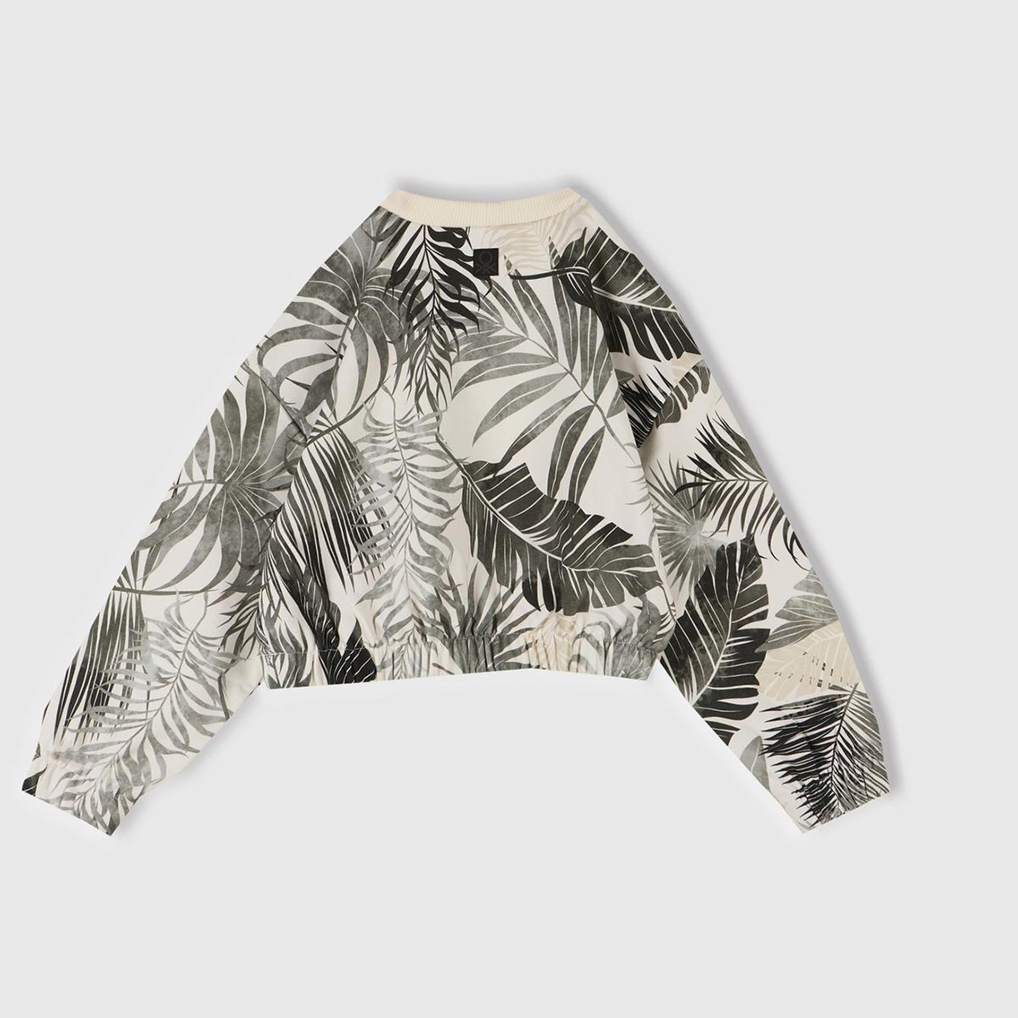 Kız Çocuk Siyah Mix Tamamı Desenli Logo Etiketli Ribanalı Sweatshirt