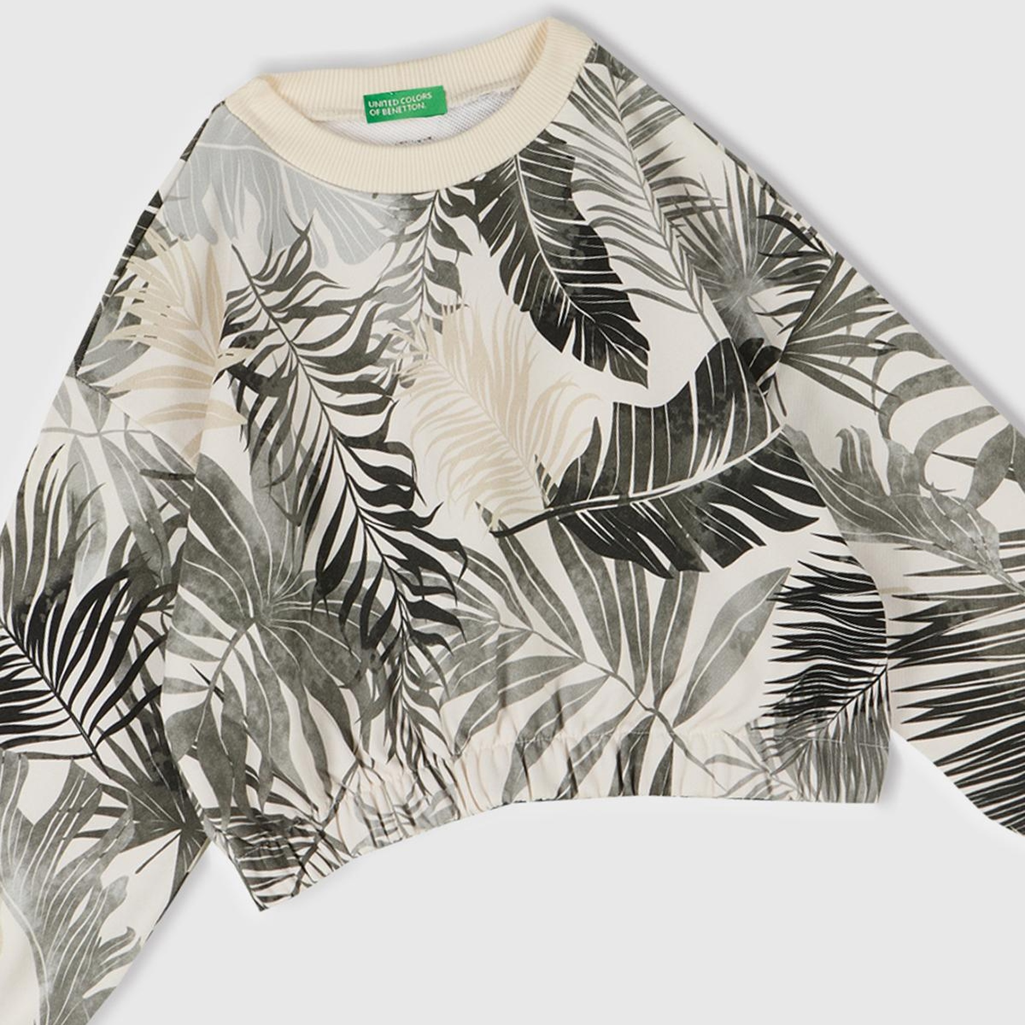 Kız Çocuk Siyah Mix Tamamı Desenli Logo Etiketli Ribanalı Sweatshirt