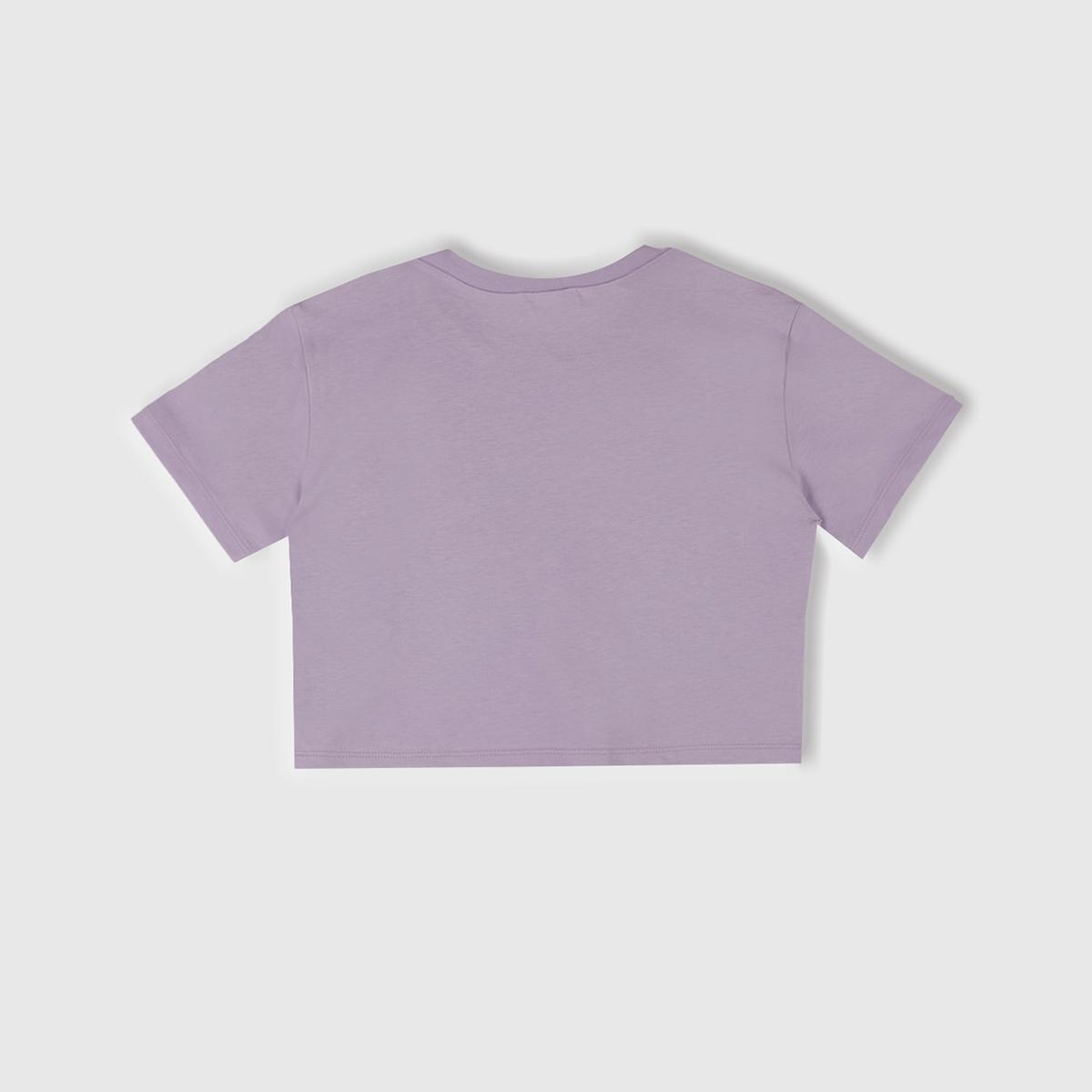 Kız Çocuk Lila Parlak Baskılı Bisiklet Yaka T-Shirt