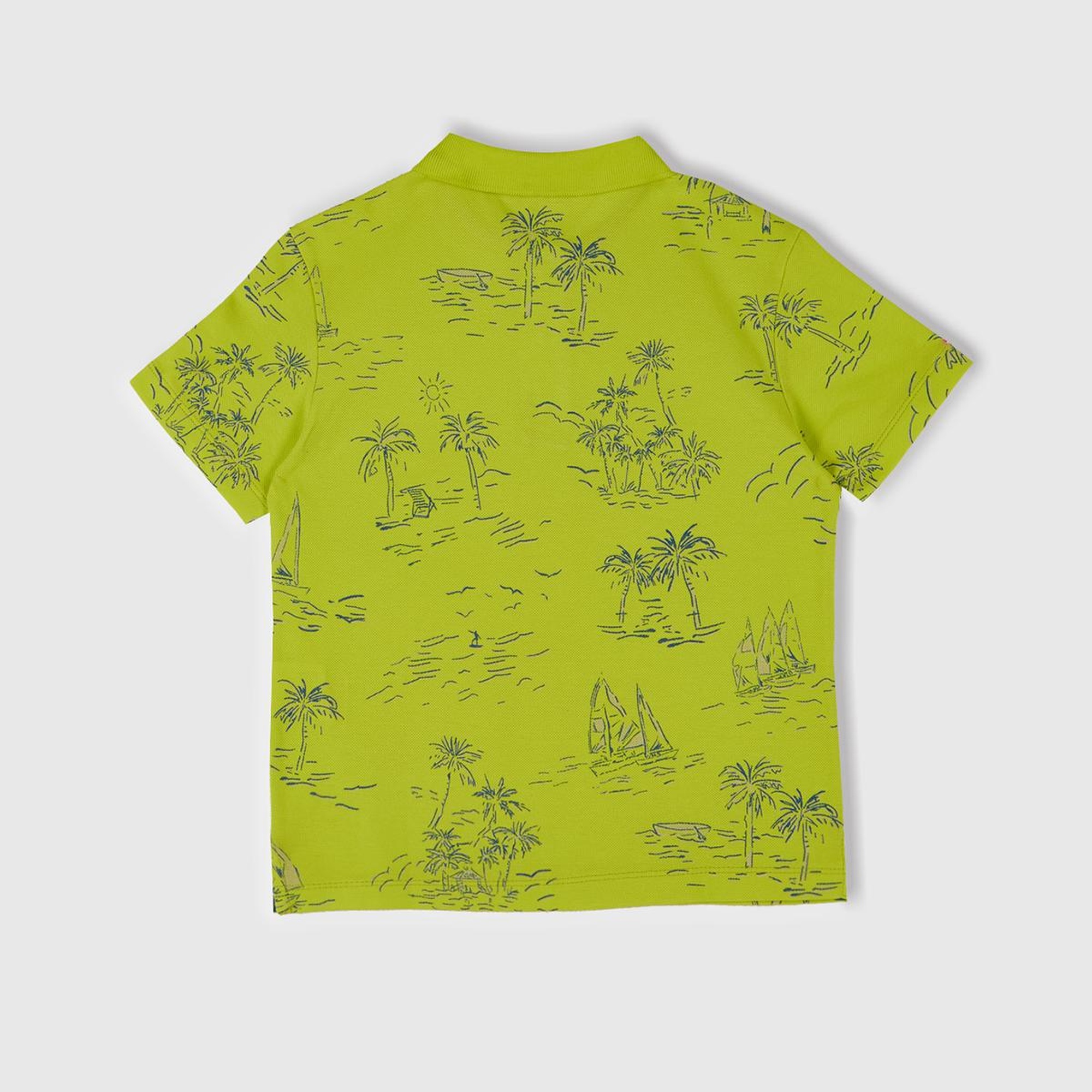 Erkek Çocuk Sarı Desenli Logo Etiketli Polo T-Shirt