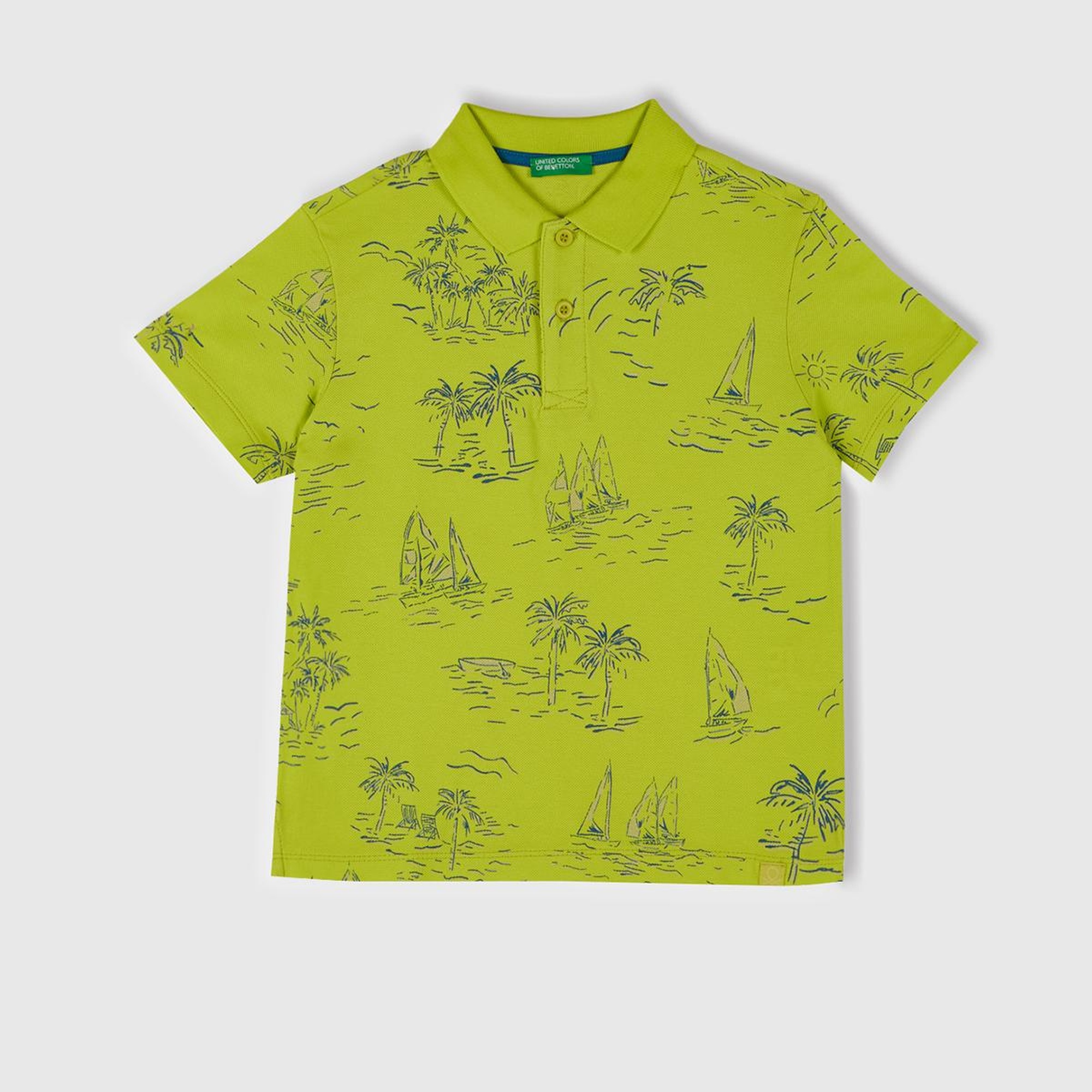 Erkek Çocuk Sarı Desenli Logo Etiketli Polo T-Shirt