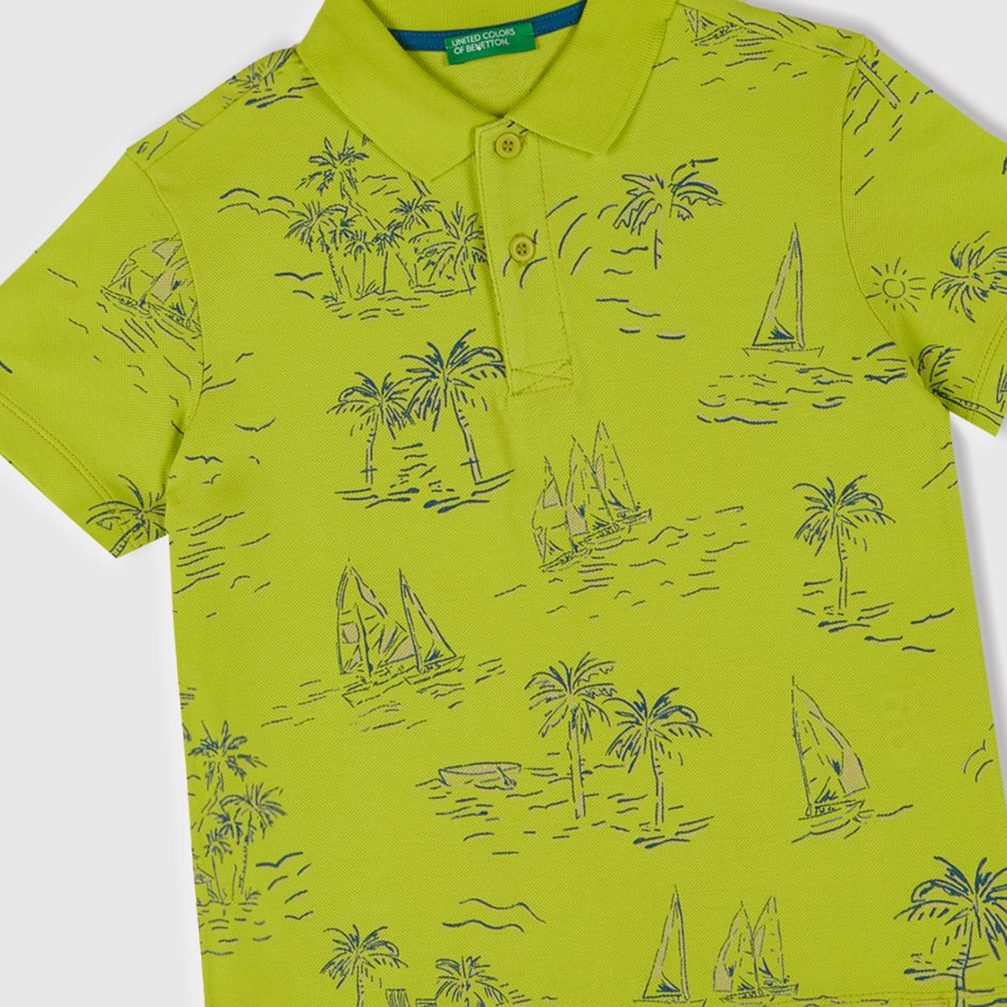 Erkek Çocuk Sarı Desenli Logo Etiketli Polo T-Shirt