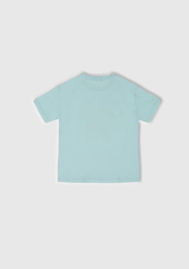  Erkek Çocuk Turkuaz Slogan Baskılı T-Shirt