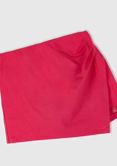  Kız Çocuk Fuşya Beli Lastikli Şort Etek