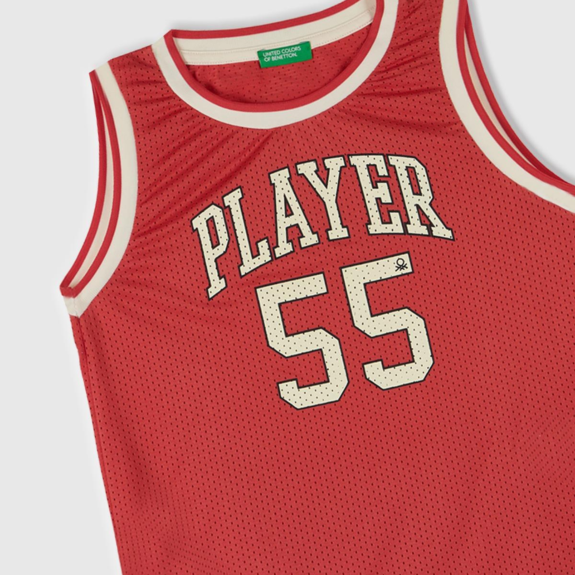 Erkek Çocuk Kırmızı Baskılı File Efekti Detaylı Basketbol Atleti