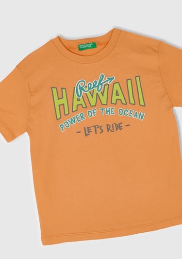  Erkek Çocuk Turuncu Slogan Baskılı T-Shirt