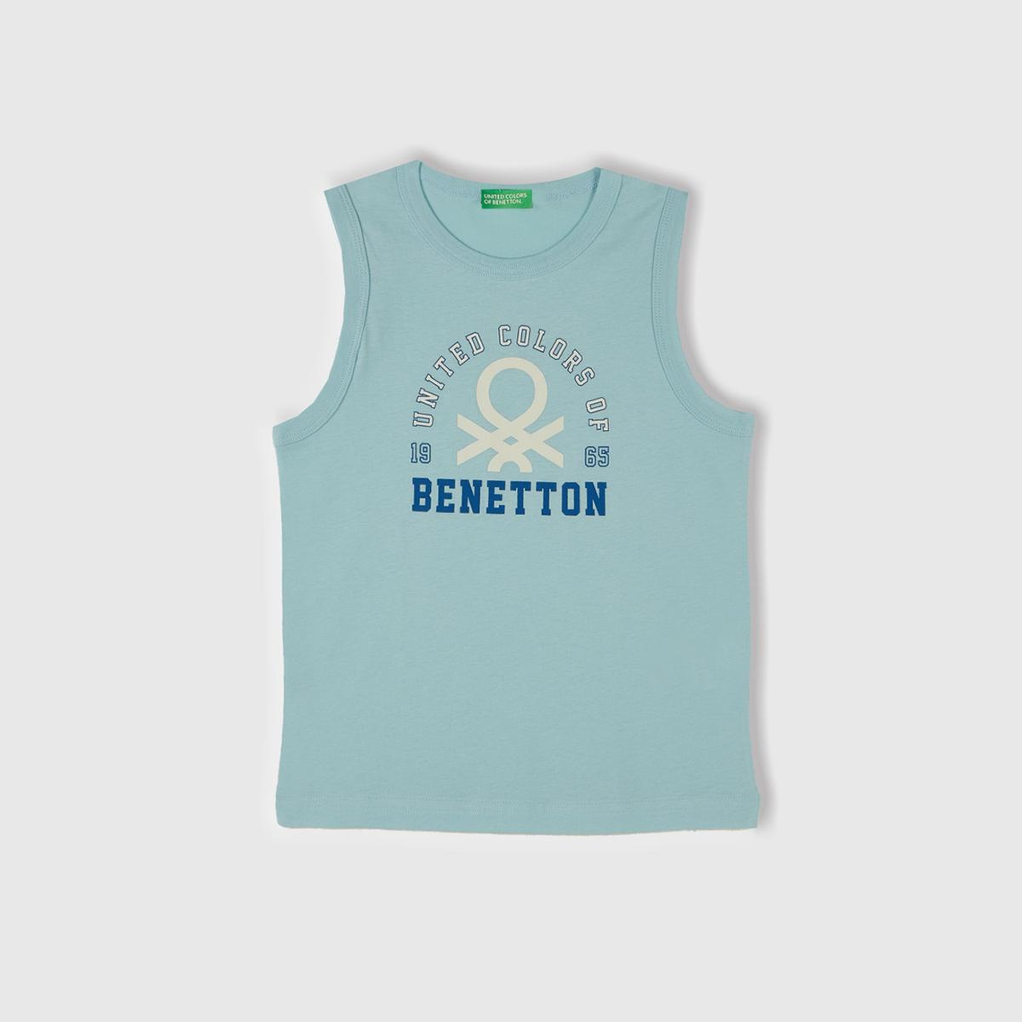 Erkek Çocuk Turkuaz Benetton Logo Baskılı Atlet