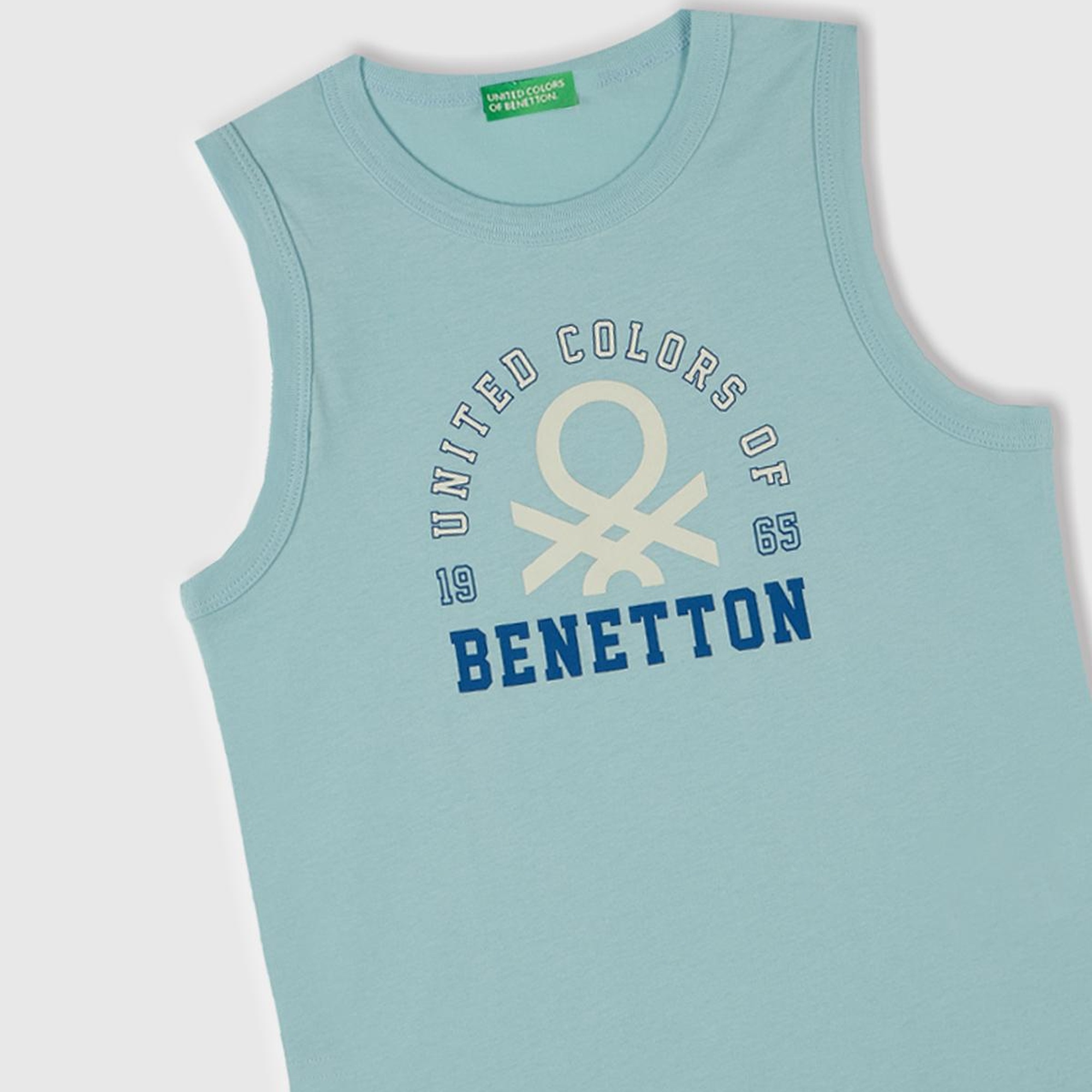 Erkek Çocuk Turkuaz Benetton Logo Baskılı Atlet