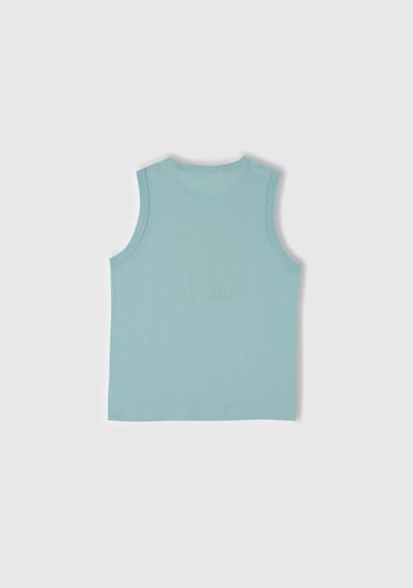  Erkek Çocuk Turkuaz Benetton Logo Baskılı Atlet