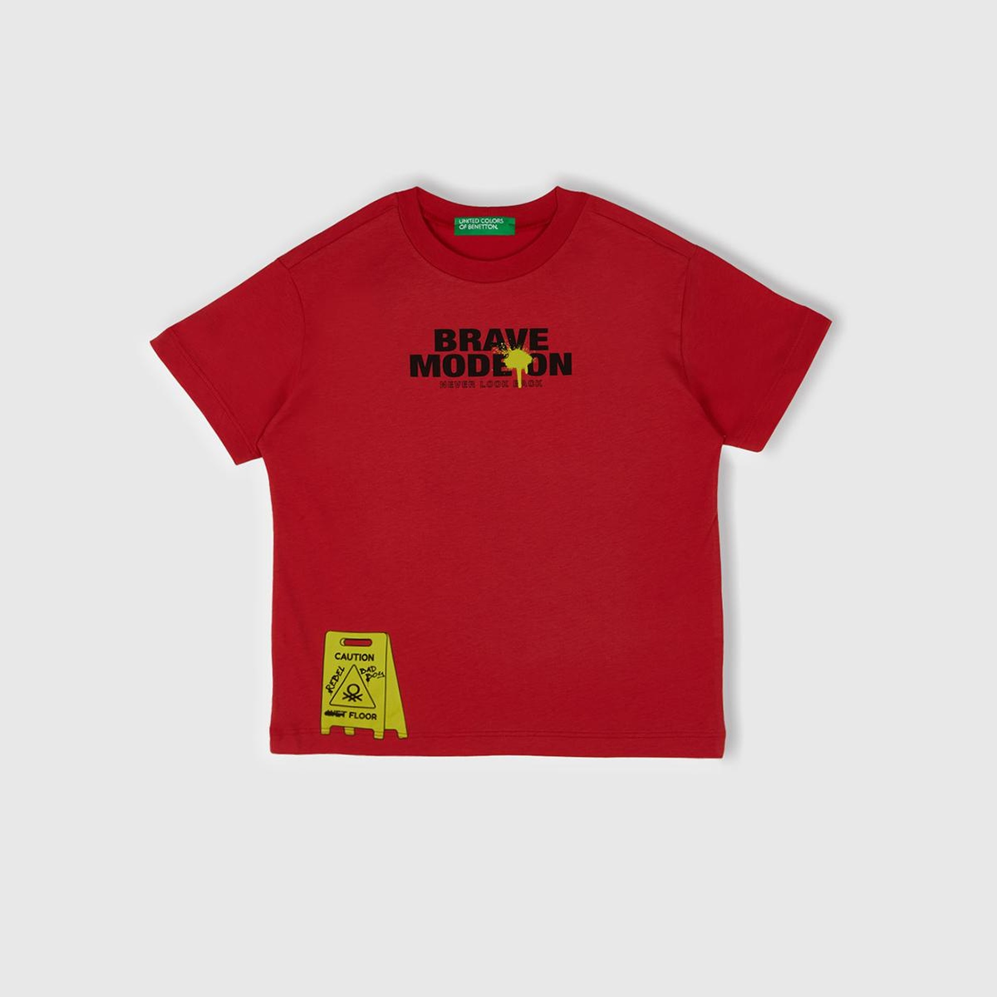 Erkek Çocuk Kırmızı Grafik Baskılı Kısa Kollu T-Shirt