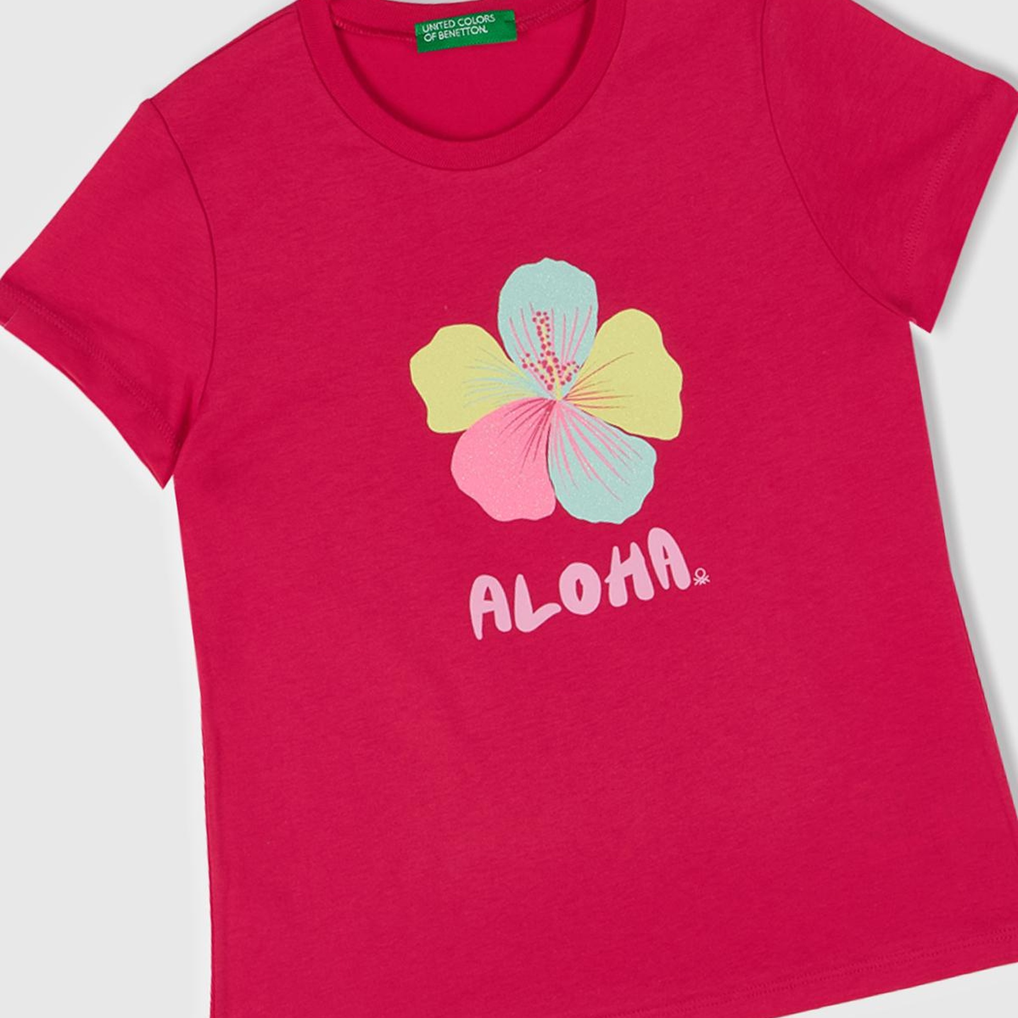 Kız Çocuk Fuşya Simli Grafik Baskılı T-Shirt