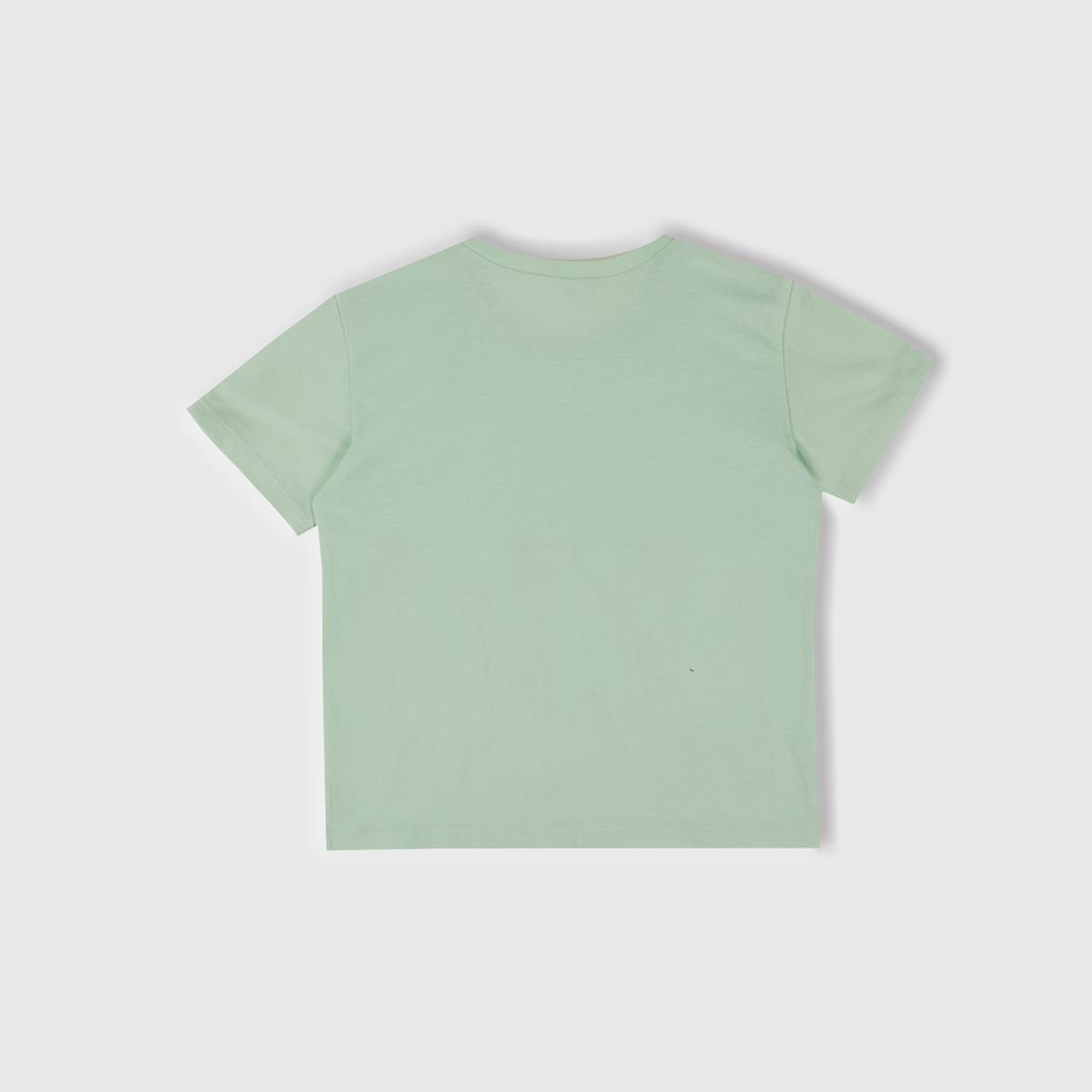 Kız Çocuk Su Yeşili Önü Baskılı Tül Aplikli Yırtmaçlı T-Shirt