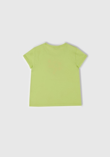  Kız Çocuk Sarı Grafik Baskılı Kısa Kollu T-Shirt
