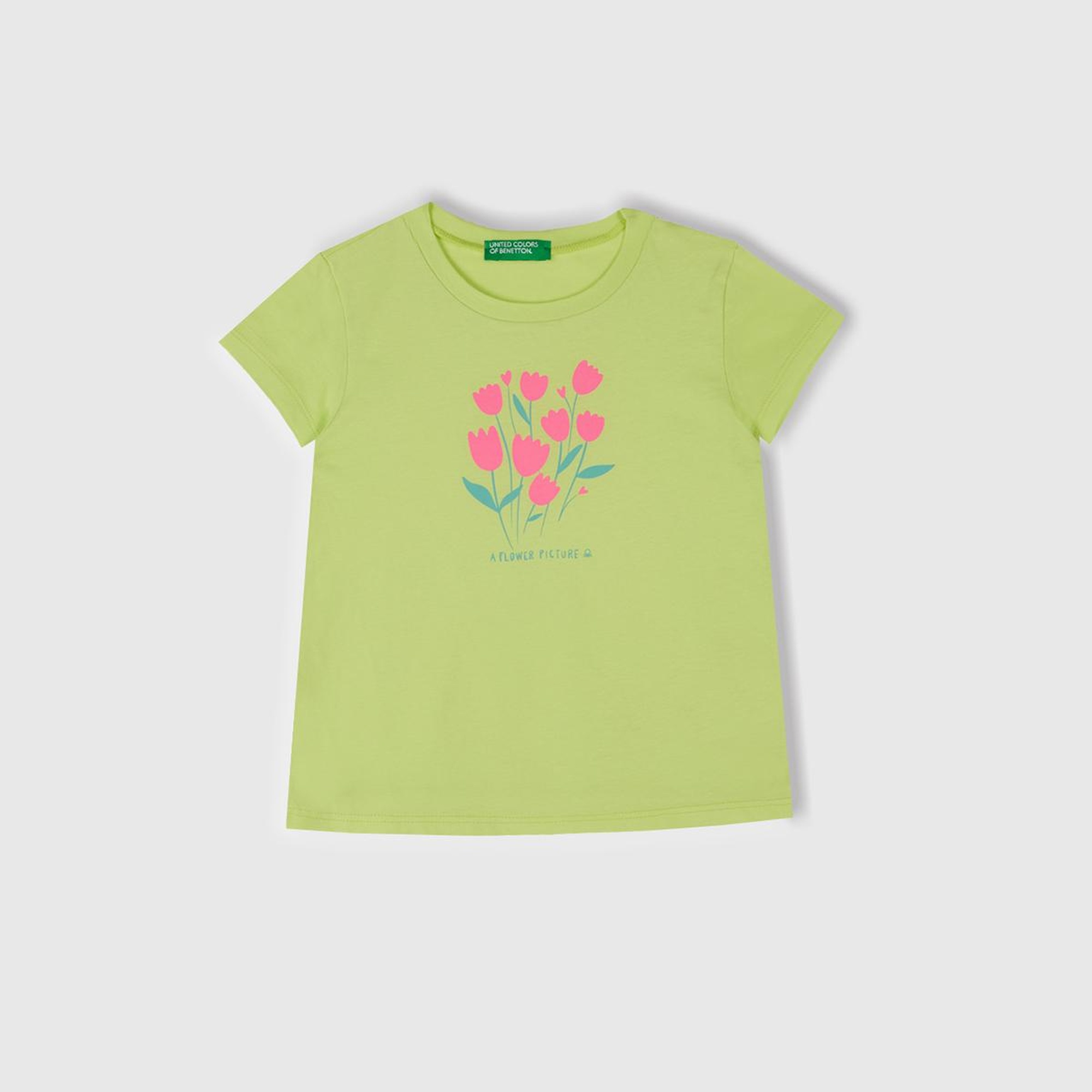 Kız Çocuk Sarı Grafik Baskılı Kısa Kollu T-Shirt