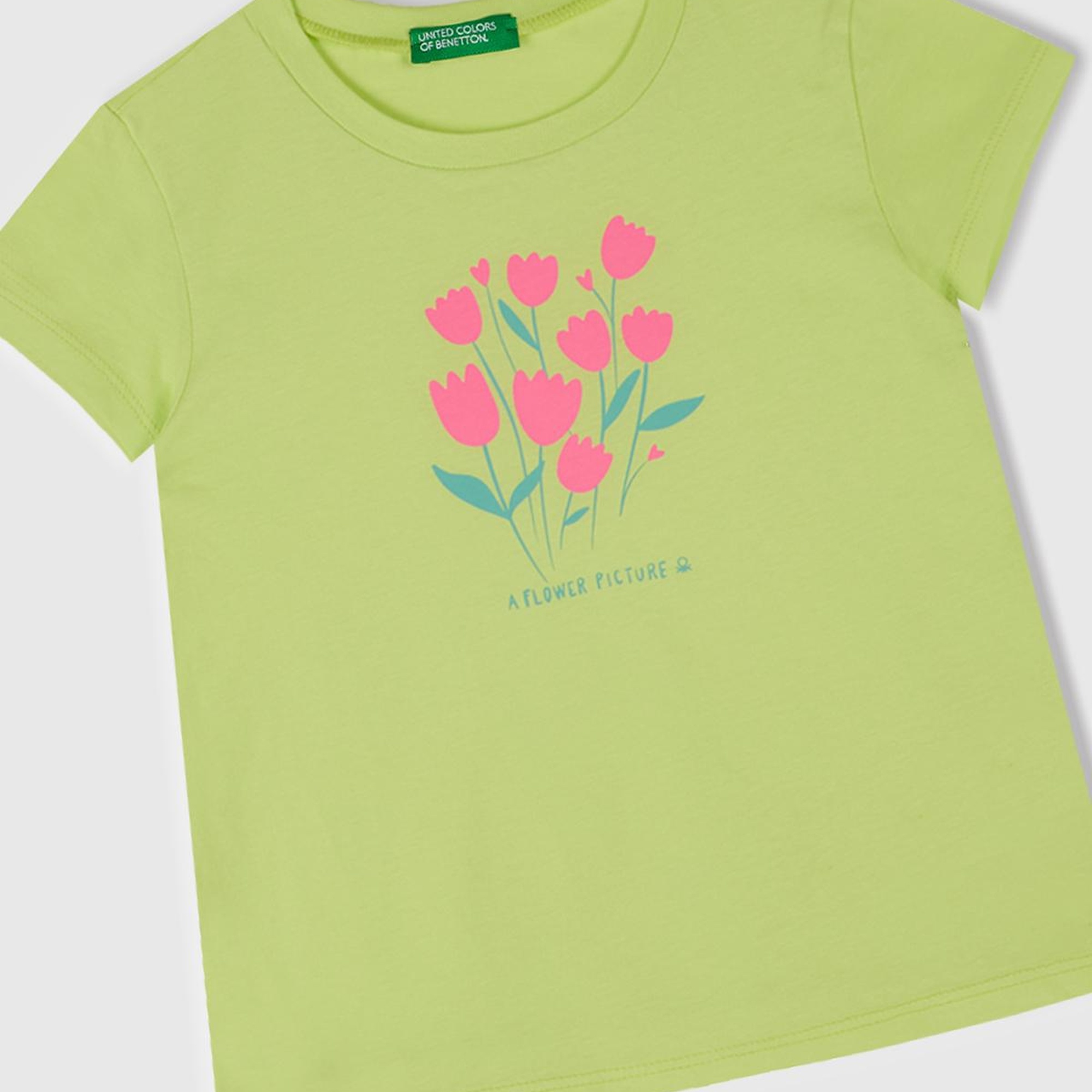 Kız Çocuk Sarı Grafik Baskılı Kısa Kollu T-Shirt