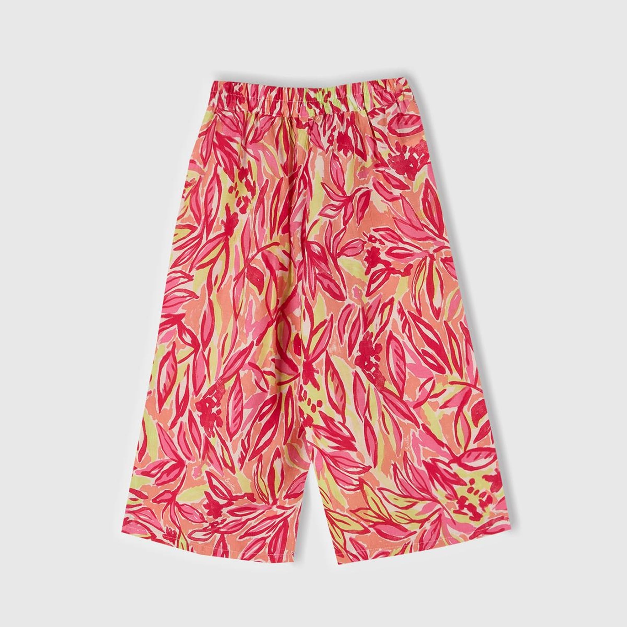 Kız Çocuk Turuncu Viskoz Karışımlı Beli Kuşaklı Palazzo Pantolon