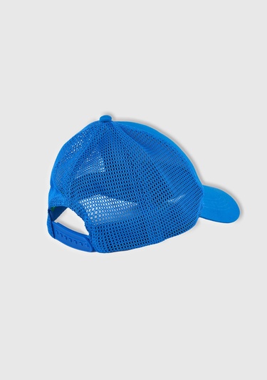  Erkek Çocuk Saks Mavi Önü Grafik Baskılı Arkası Fileli Ayarlanabilir Kep Şapka