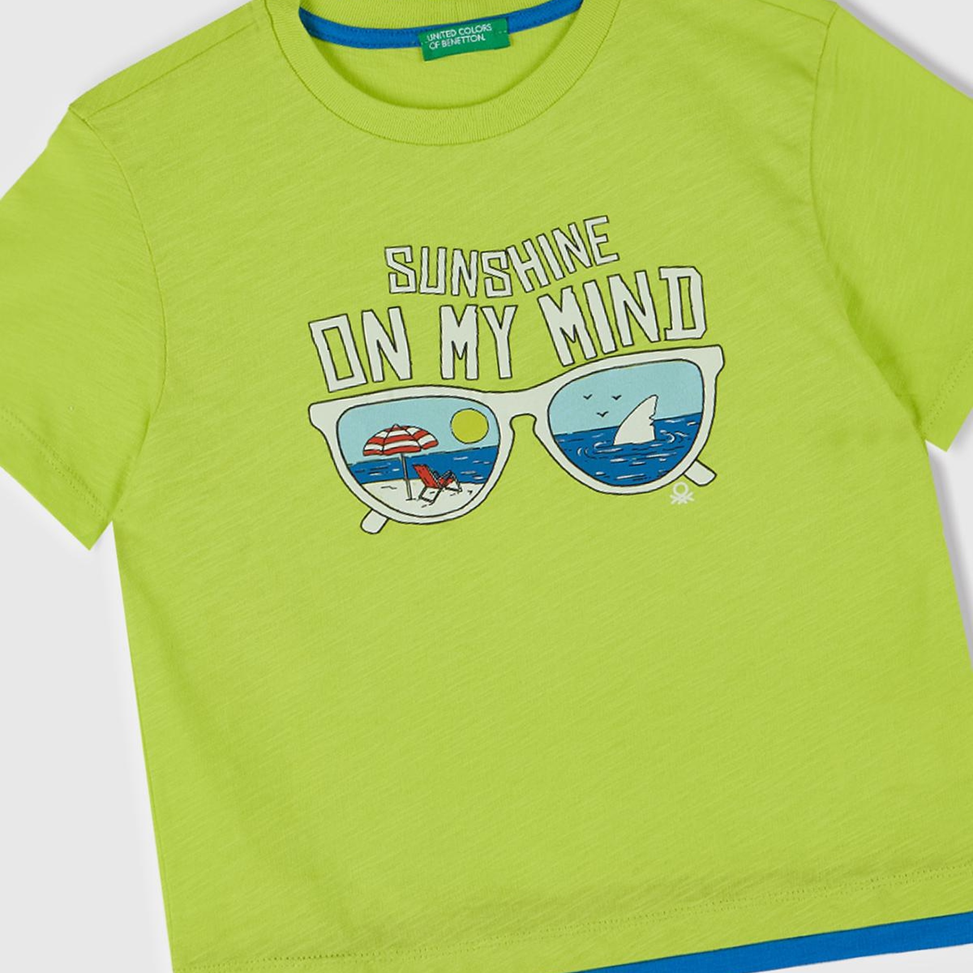 Erkek Çocuk Sarı Önü ve Arkası Baskılı Kabartmalı Kontrast Renkli T-Shirt