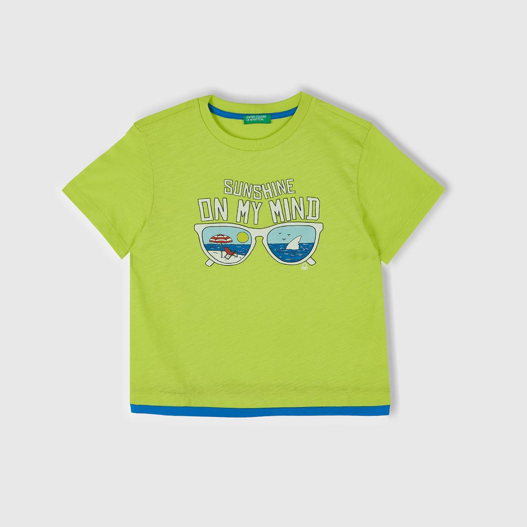 Erkek Çocuk Sarı Önü ve Arkası Baskılı Kabartmalı Kontrast Renkli T-Shirt