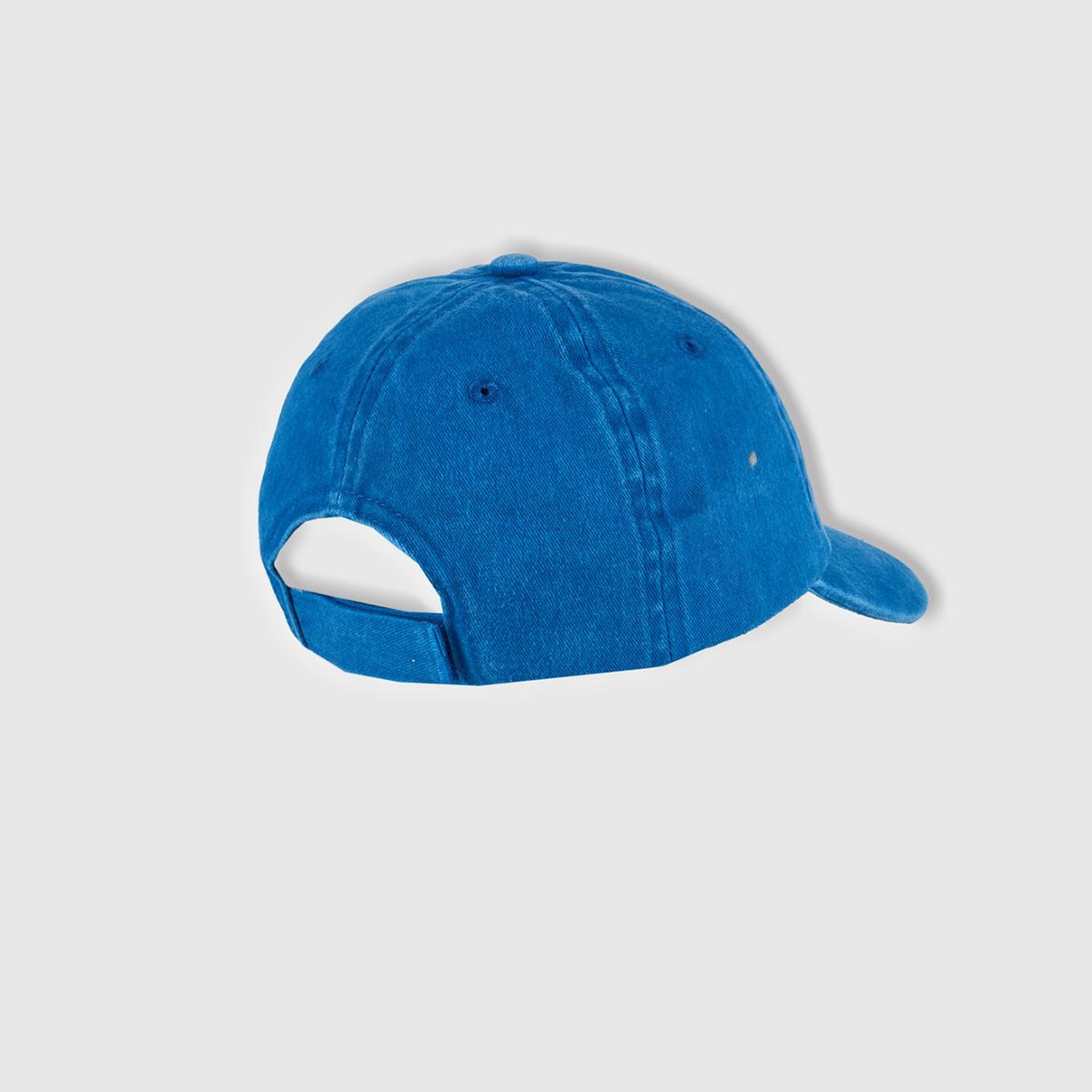 Erkek Çocuk Saks Mavi Yırtıklı Eskitilmiş Efektli Nakış İşlemeli Kep Şapka