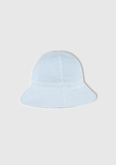  Bebek Beyaz Baskı Detaylı Çift Taraflı İpli Bucket Şapka