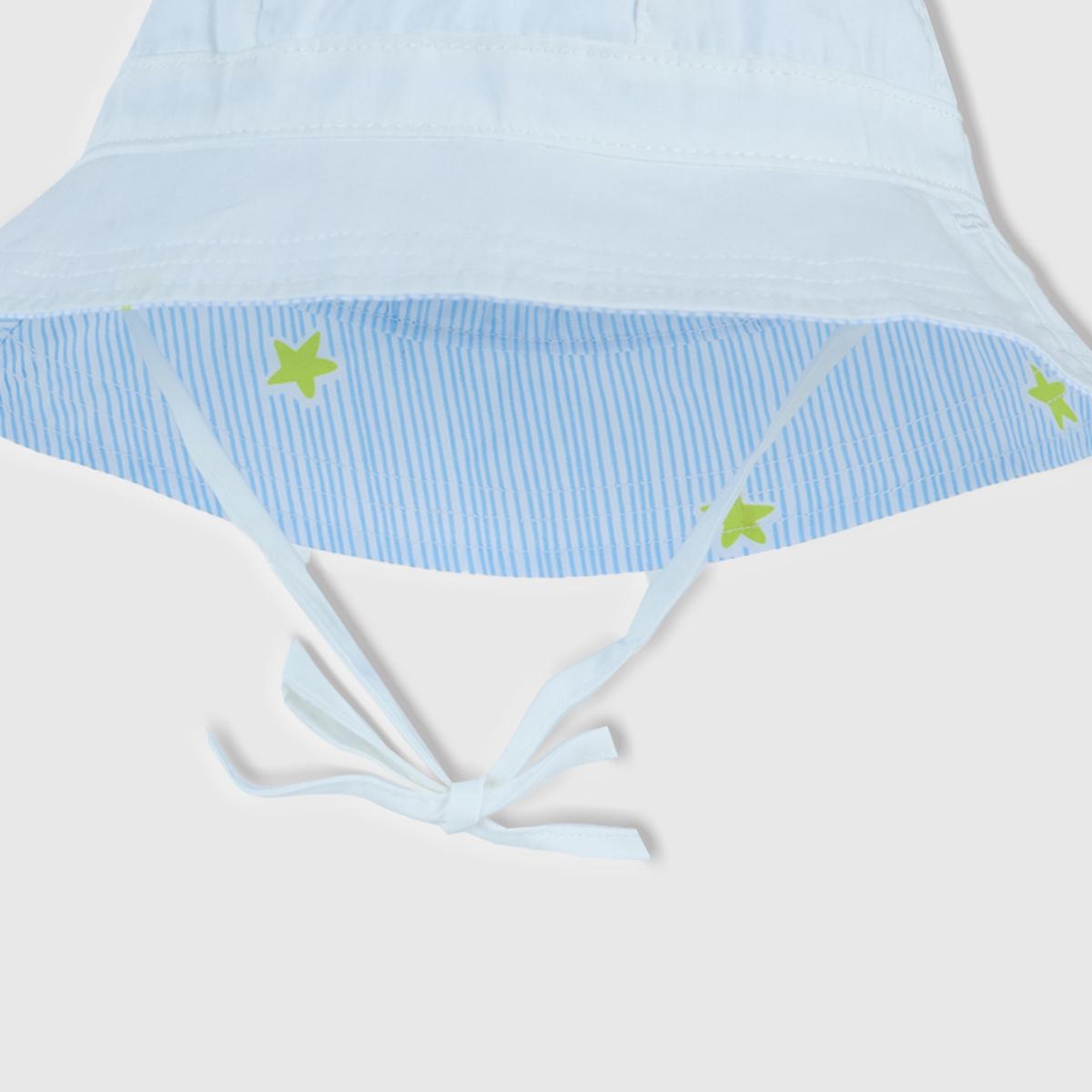 Bebek Beyaz Baskı Detaylı Çift Taraflı İpli Bucket Şapka