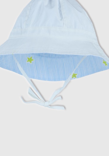  Bebek Beyaz Baskı Detaylı Çift Taraflı İpli Bucket Şapka