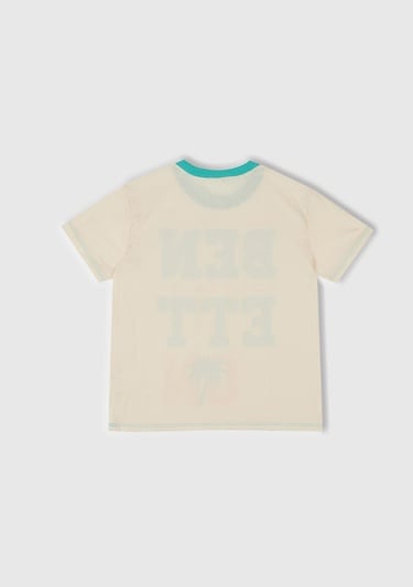  Erkek Çocuk Turkuaz Yazı Baskılı T-Shirt ve Şort Pijama Takım