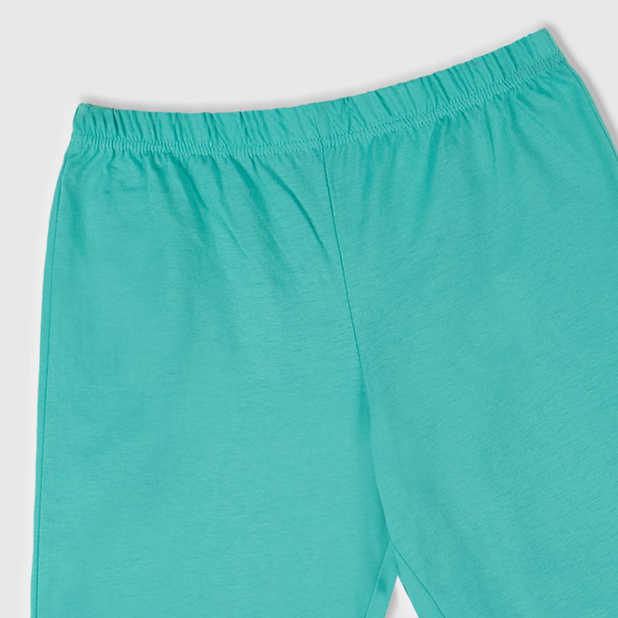 Erkek Çocuk Turkuaz Yazı Baskılı T-Shirt ve Şort Pijama Takım