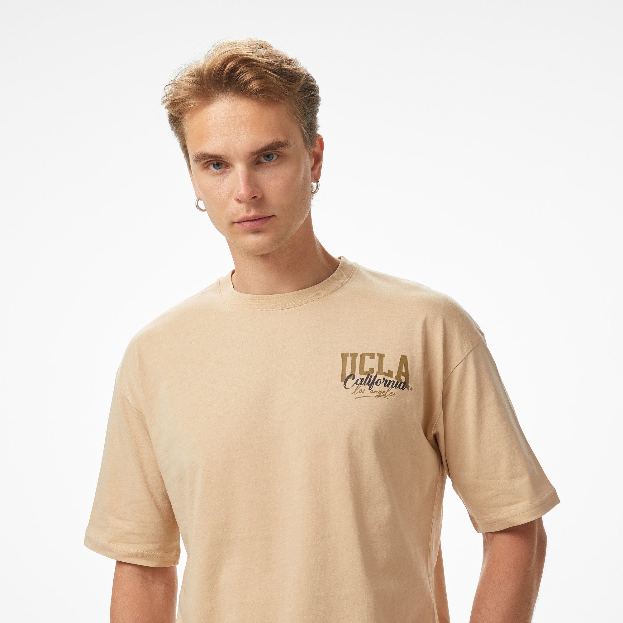 Ucla Baskılı  Oversize Erkek Lacivert Tshirt