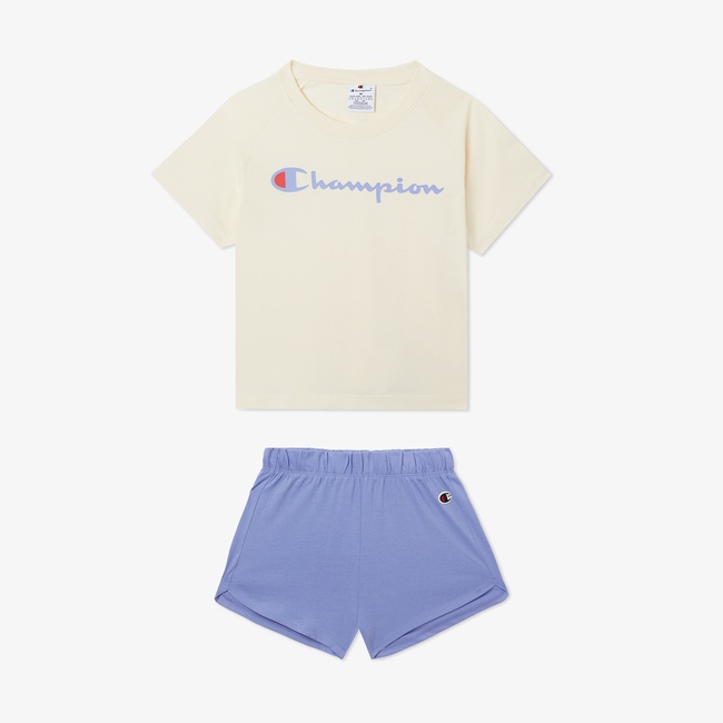  Champion Icon Çocuk Bej/Mor Şort Takım