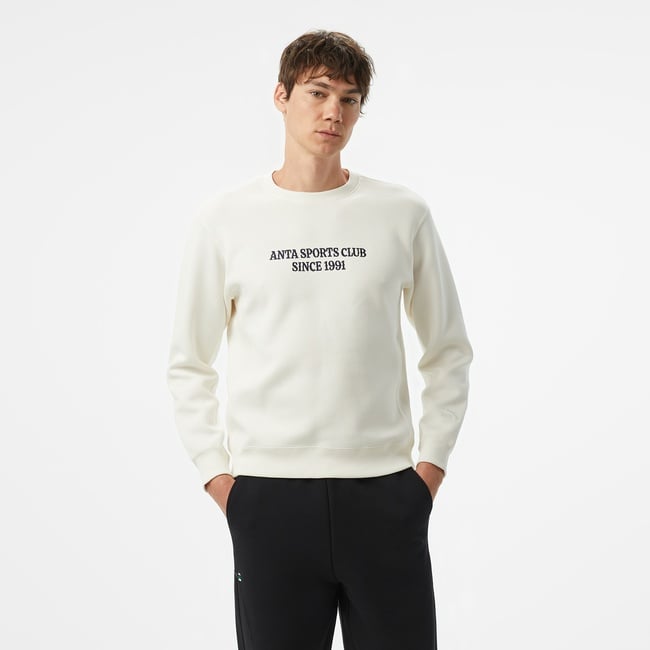  Anta Sports Club Erkek Beyaz Sweatshirt