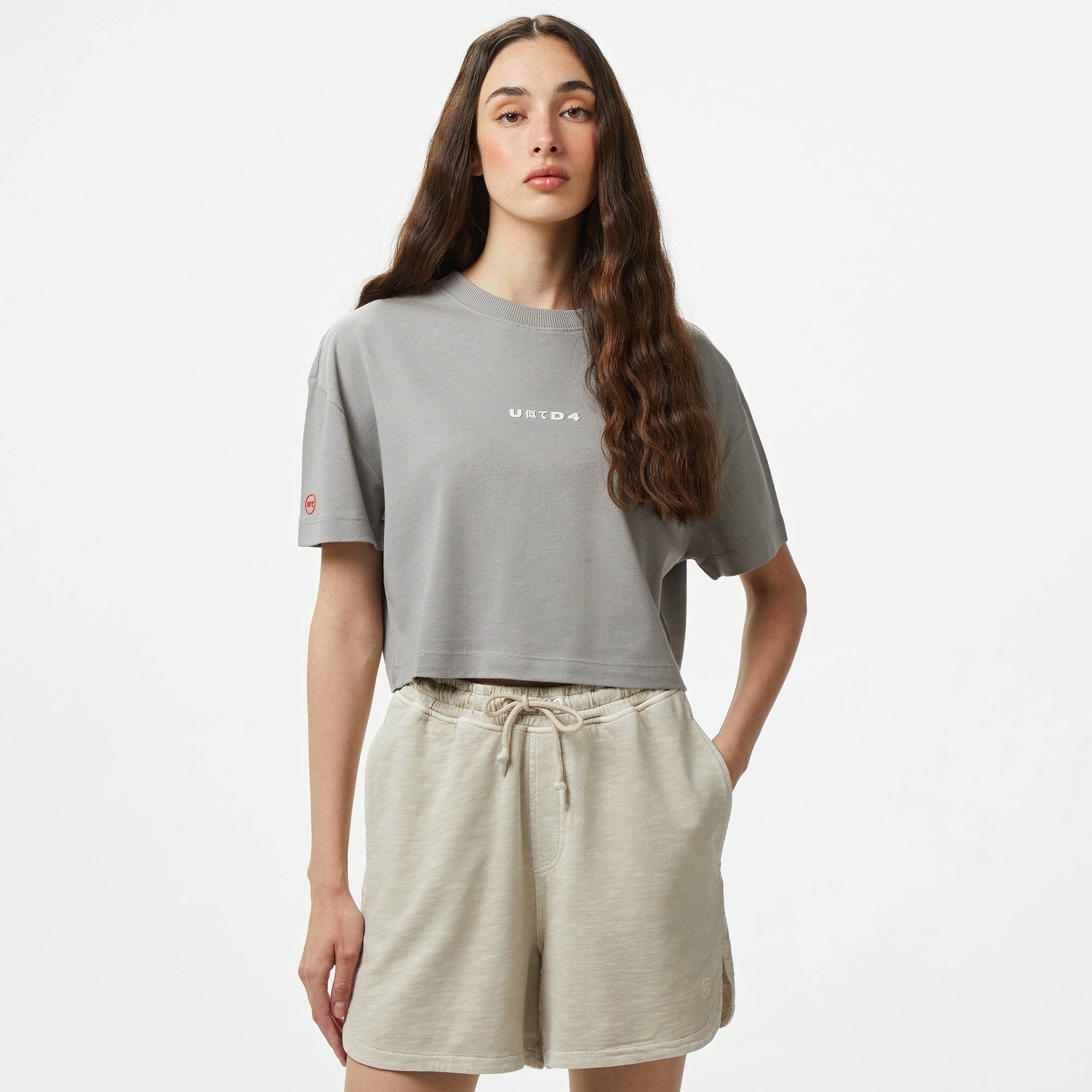 UNITED4 Comfort Kadın Gri Crop T-Shirt