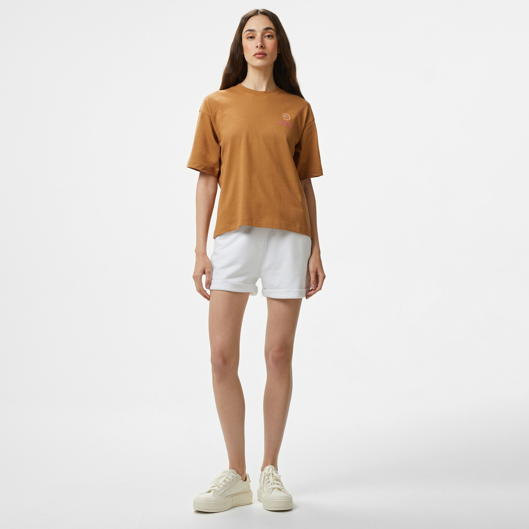 Champion Eco Future Cuffed Kadın Kahverengi T-Shirt