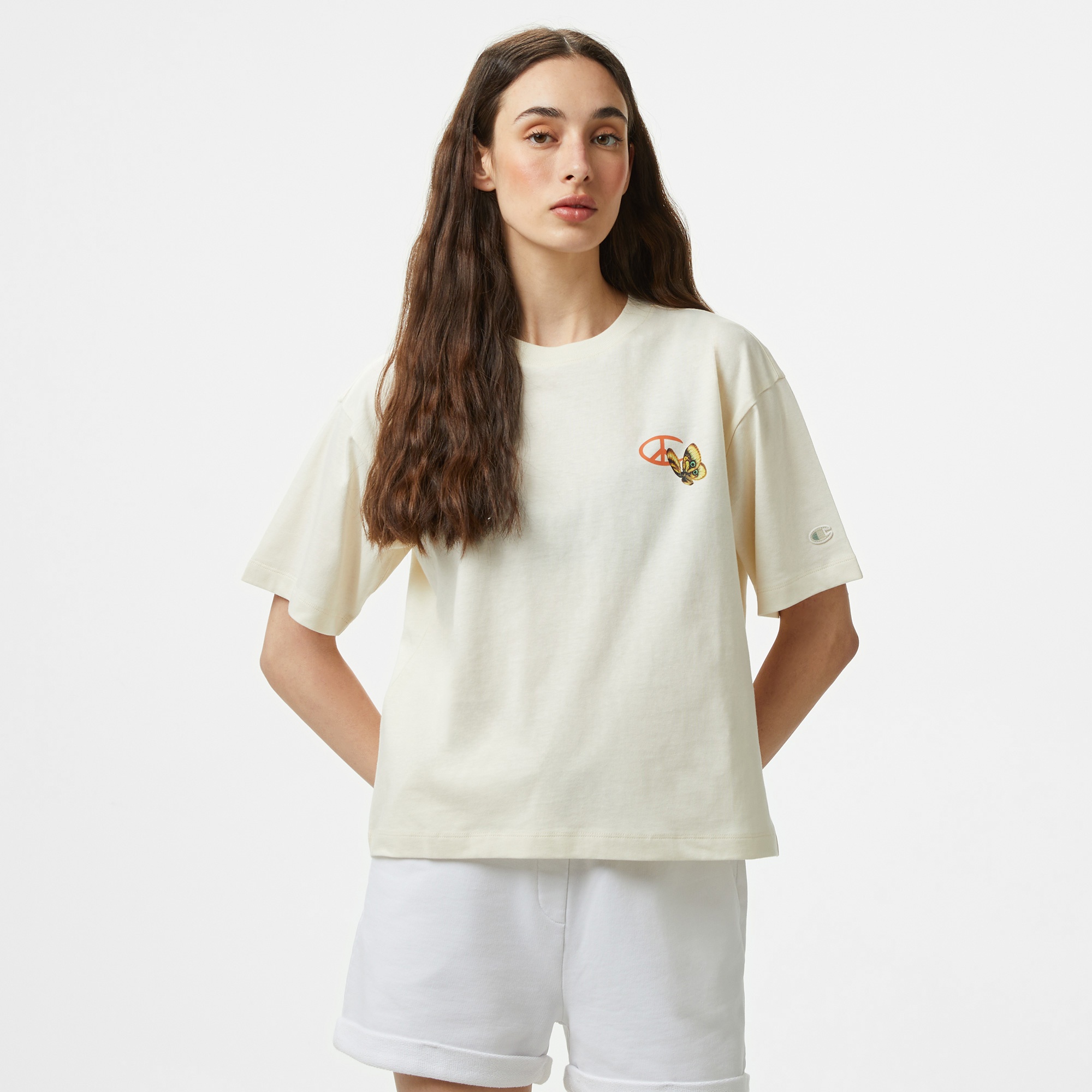Champion Eco Future Cuffed Kadın Beyaz T-Shirt