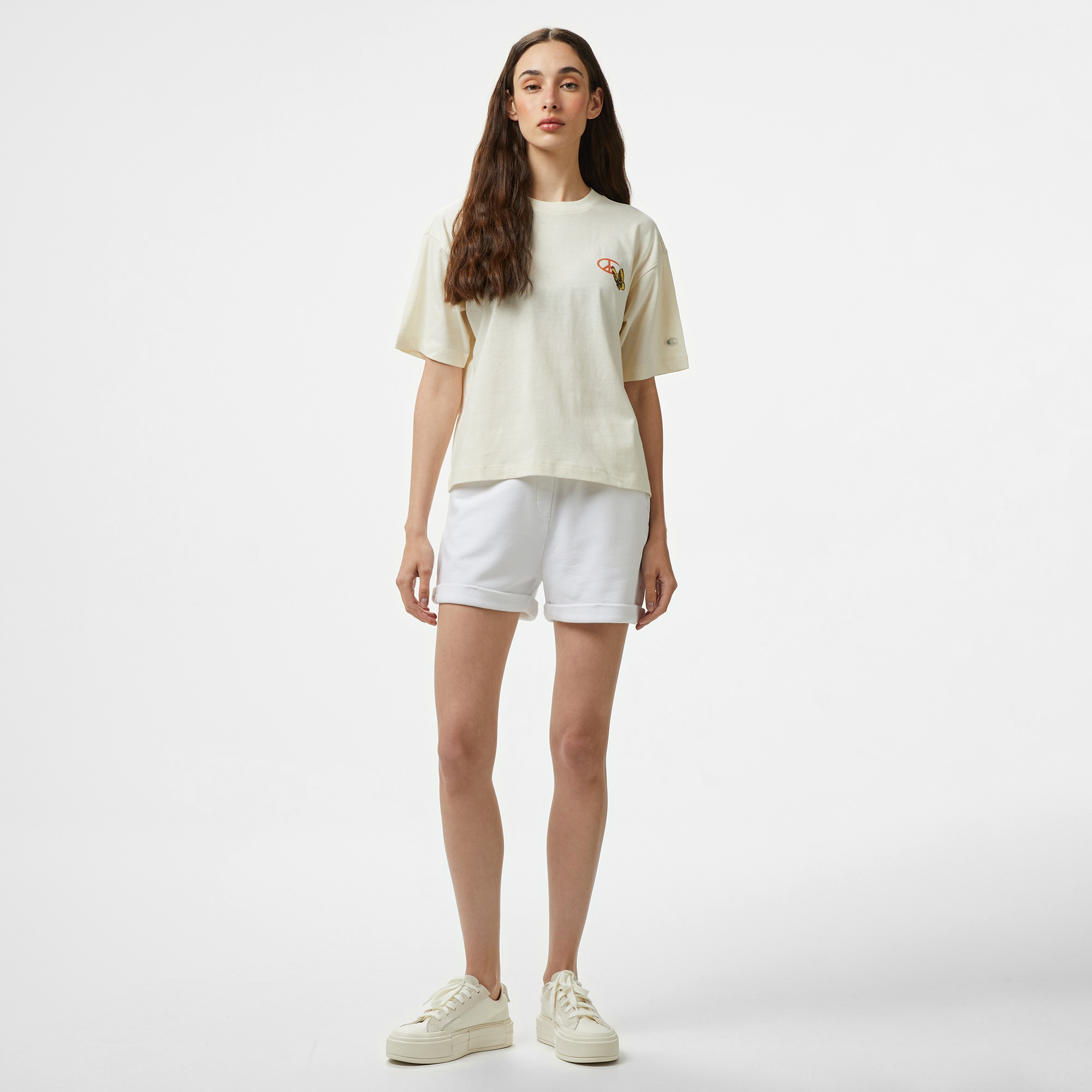 Champion Eco Future Cuffed Kadın Beyaz T-Shirt