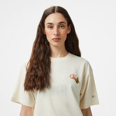  Champion Eco Future Cuffed Kadın Beyaz T-Shirt