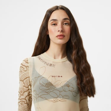  UNITED4 Tulle Dragon Kadın Krem T-Shirt