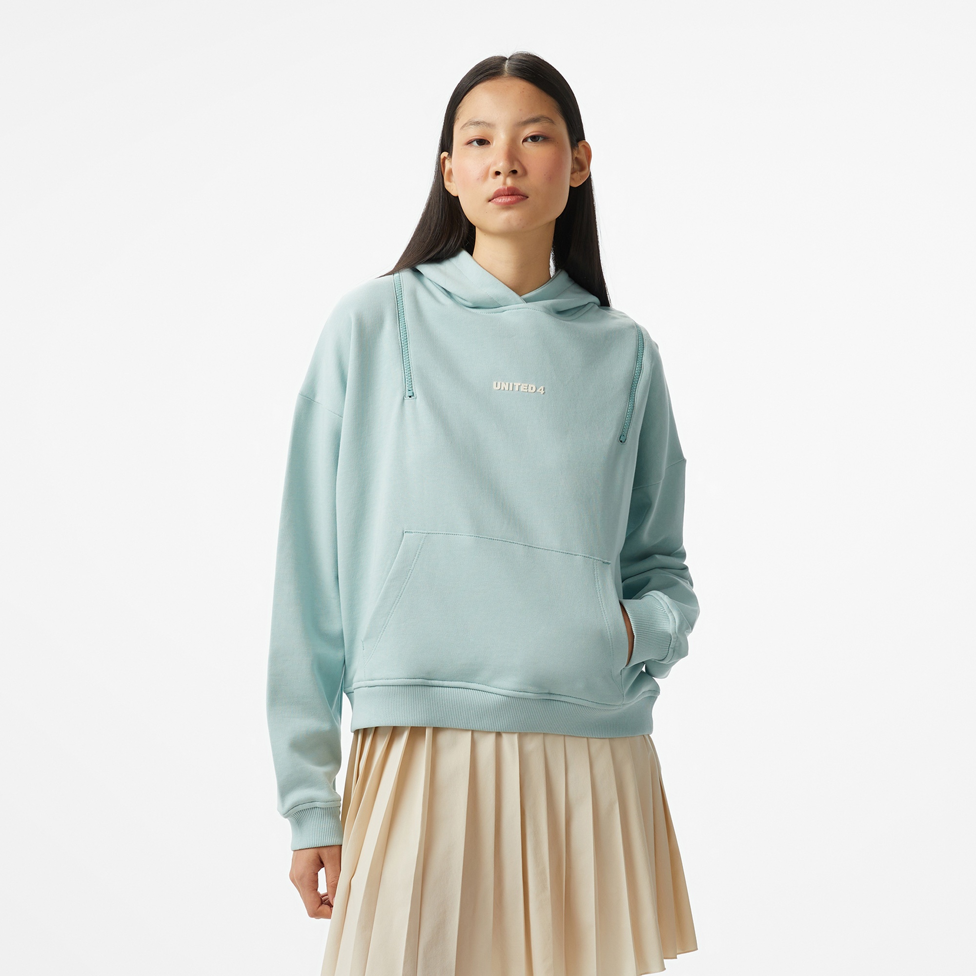 UNITED4 Side Zip Kadın Yeşil Hoodie