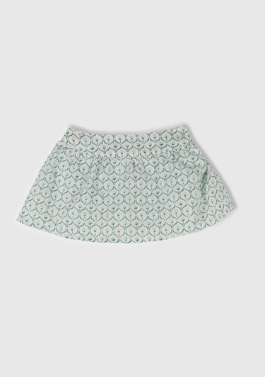  Bebek Buz Mavi Tamamı Desenli Beli Bantlı Külot Detaylı Etek