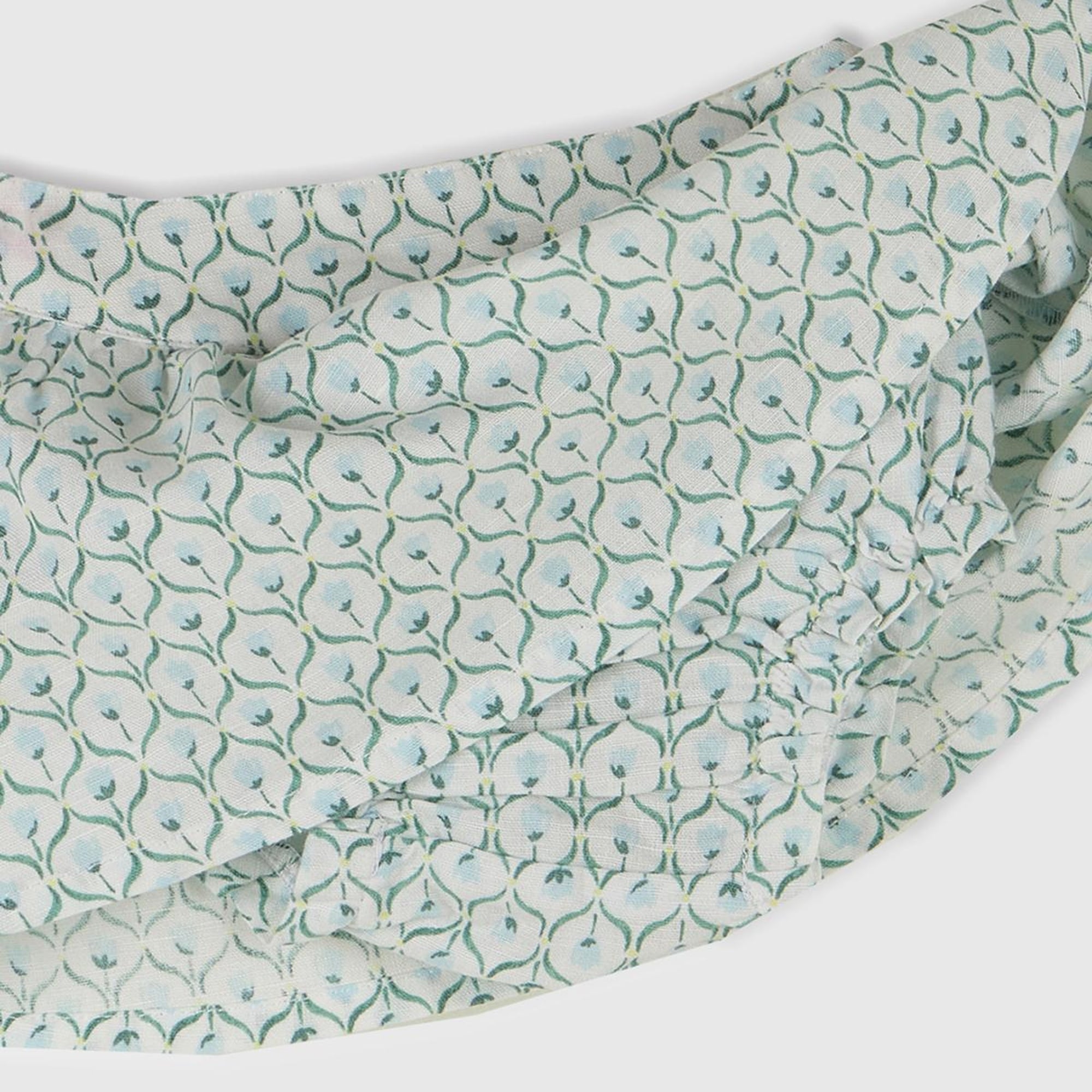 Bebek Buz Mavi Tamamı Desenli Beli Bantlı Külot Detaylı Etek