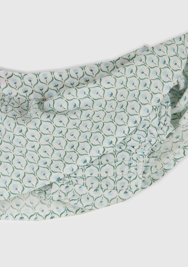  Bebek Buz Mavi Tamamı Desenli Beli Bantlı Külot Detaylı Etek