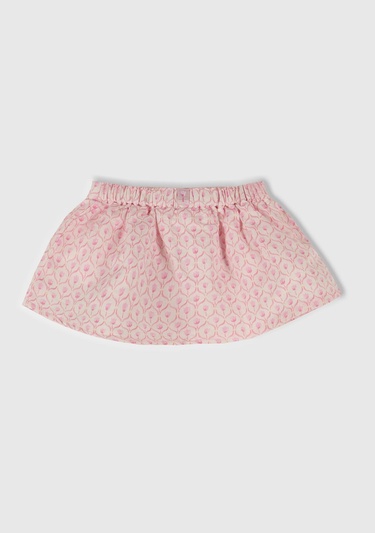  Bebek Toz Pembe Tamamı Desenli Beli Bantlı Külot Detaylı Etek
