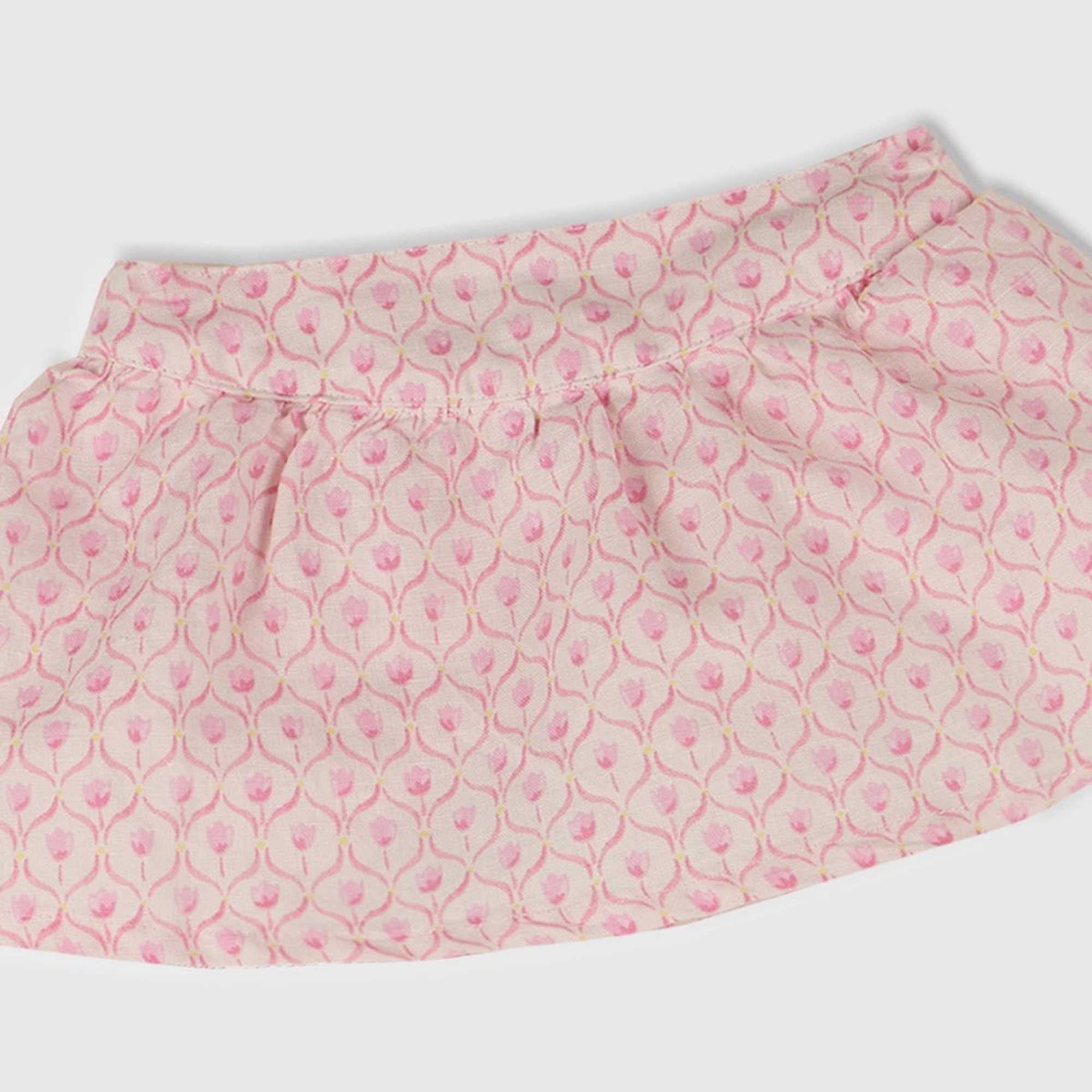 Bebek Toz Pembe Tamamı Desenli Beli Bantlı Külot Detaylı Etek
