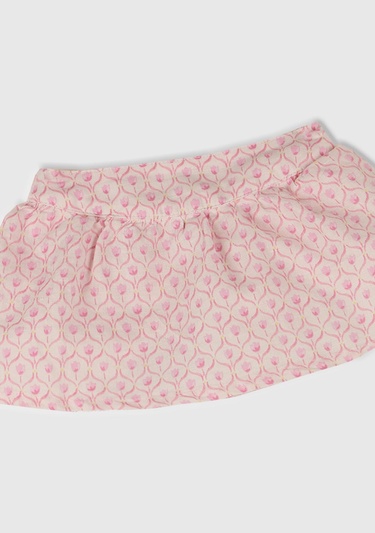  Bebek Toz Pembe Tamamı Desenli Beli Bantlı Külot Detaylı Etek