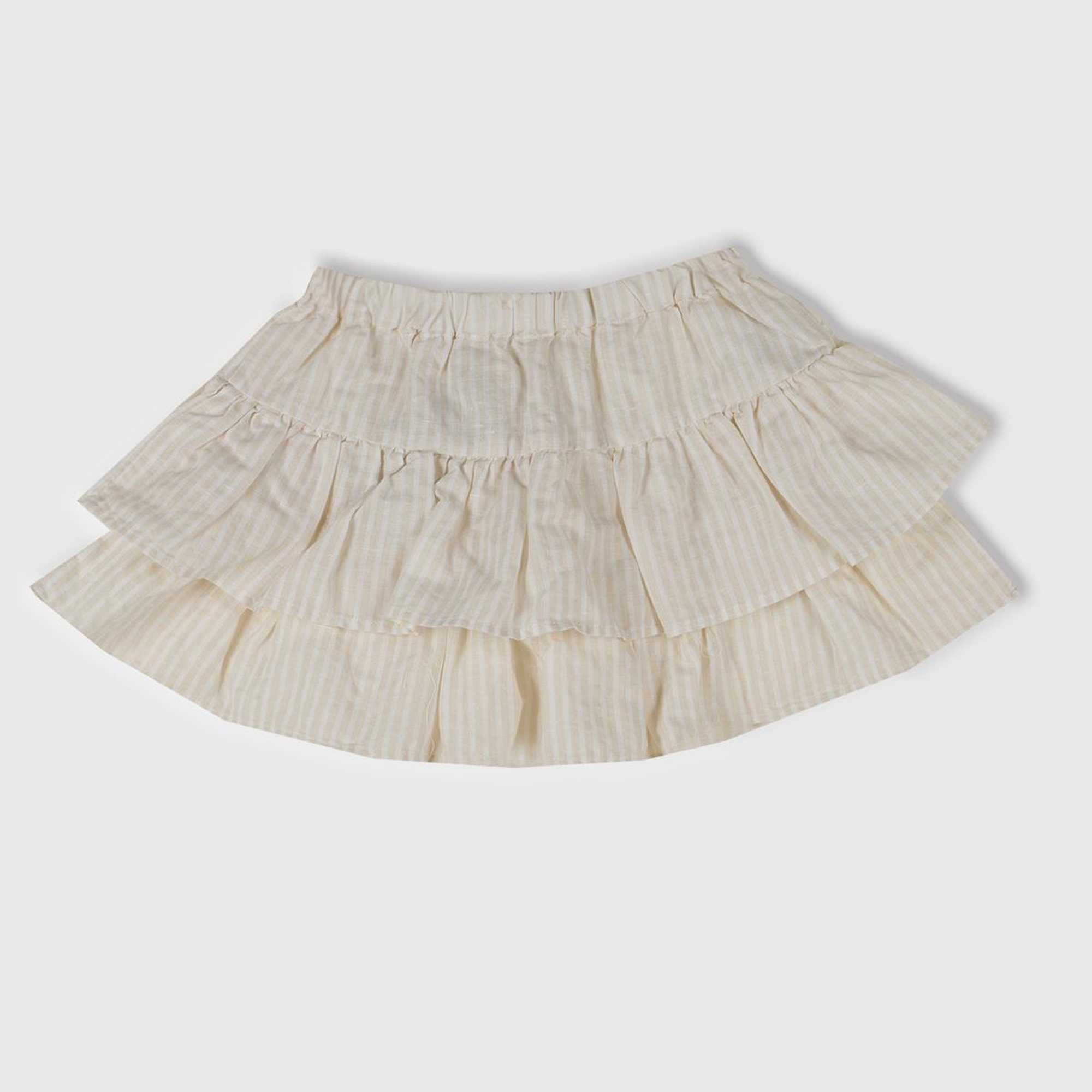 Kız Çocuk Ekru Tamamı Baskılı Beli Lastikli Katlı Etek